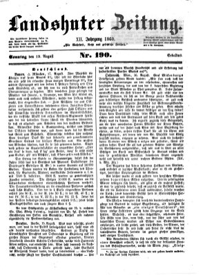 Landshuter Zeitung Sonntag 19. August 1860