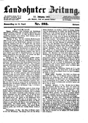 Landshuter Zeitung Donnerstag 23. August 1860