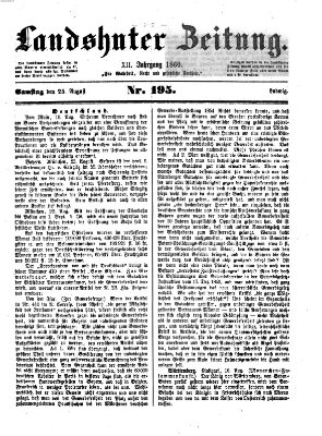 Landshuter Zeitung Samstag 25. August 1860