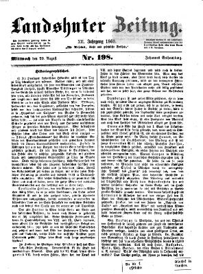 Landshuter Zeitung Mittwoch 29. August 1860