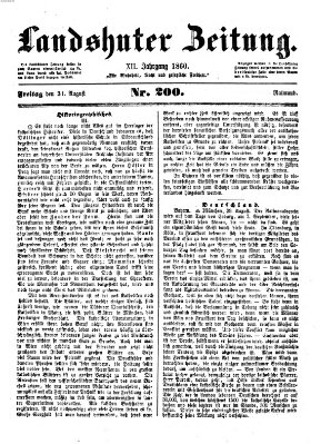 Landshuter Zeitung Freitag 31. August 1860