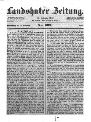 Landshuter Zeitung Mittwoch 12. September 1860