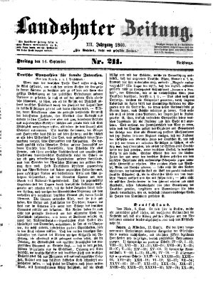 Landshuter Zeitung Freitag 14. September 1860