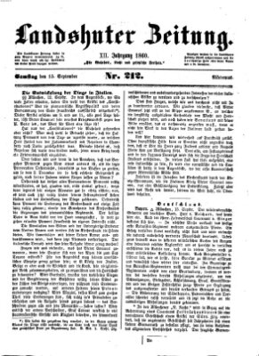 Landshuter Zeitung Samstag 15. September 1860