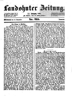 Landshuter Zeitung Mittwoch 19. September 1860