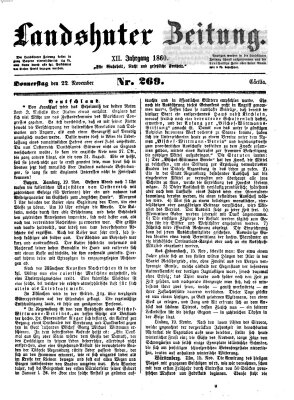 Landshuter Zeitung Donnerstag 22. November 1860