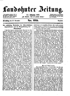 Landshuter Zeitung Dienstag 27. November 1860