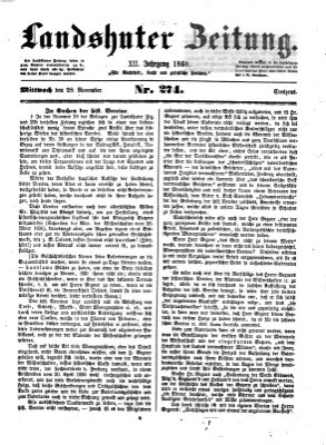 Landshuter Zeitung Mittwoch 28. November 1860