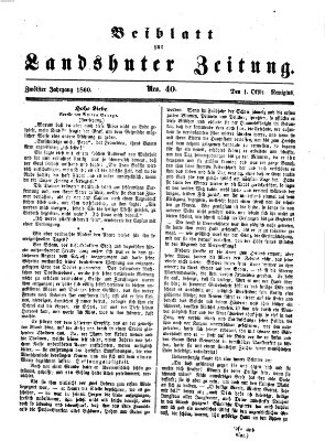 Landshuter Zeitung Montag 1. Oktober 1860