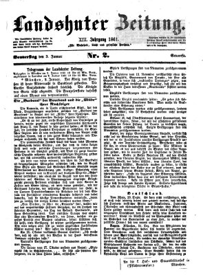 Landshuter Zeitung Donnerstag 3. Januar 1861