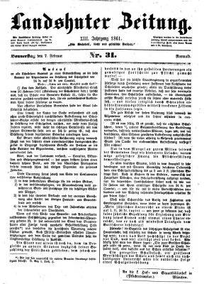 Landshuter Zeitung Donnerstag 7. Februar 1861