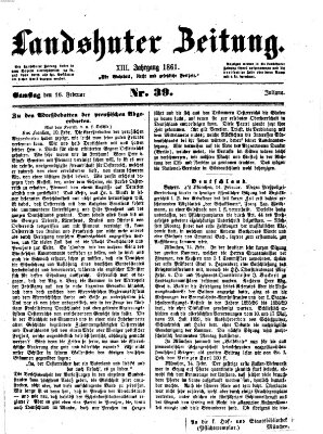 Landshuter Zeitung Samstag 16. Februar 1861