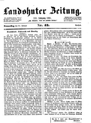 Landshuter Zeitung Donnerstag 21. Februar 1861