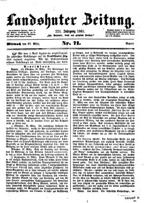 Landshuter Zeitung Mittwoch 27. März 1861