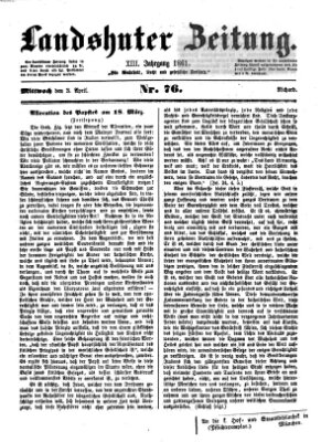 Landshuter Zeitung Mittwoch 3. April 1861