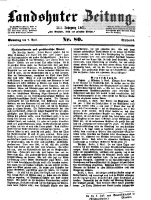 Landshuter Zeitung Sonntag 7. April 1861