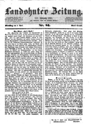 Landshuter Zeitung Dienstag 9. April 1861