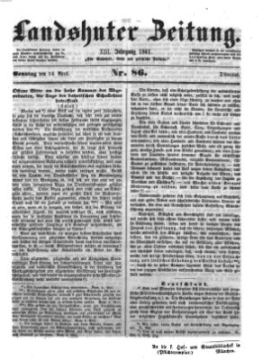 Landshuter Zeitung Sonntag 14. April 1861