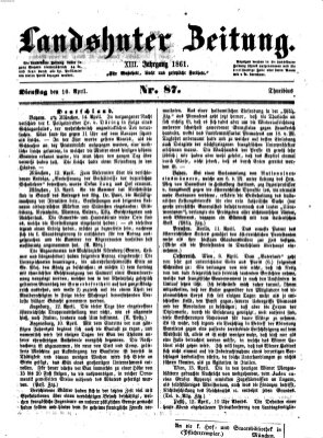 Landshuter Zeitung Dienstag 16. April 1861