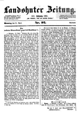 Landshuter Zeitung Sonntag 21. April 1861