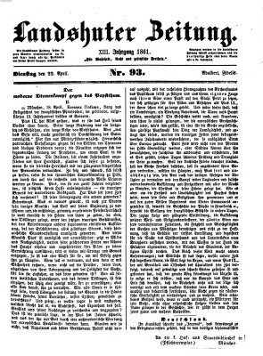 Landshuter Zeitung Montag 22. April 1861