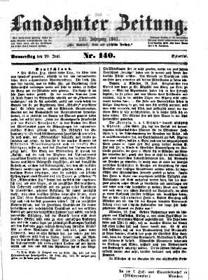 Landshuter Zeitung Donnerstag 20. Juni 1861