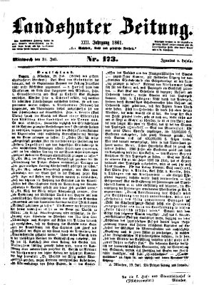 Landshuter Zeitung Mittwoch 31. Juli 1861