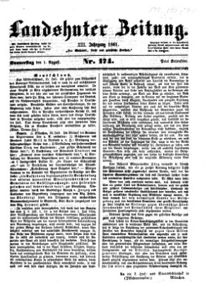 Landshuter Zeitung Donnerstag 1. August 1861