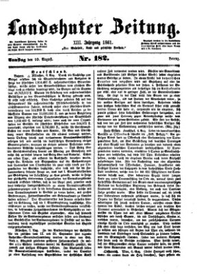 Landshuter Zeitung Samstag 10. August 1861