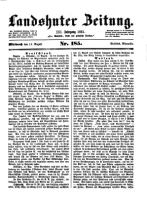 Landshuter Zeitung Mittwoch 14. August 1861