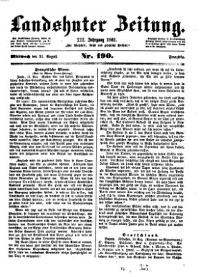 Landshuter Zeitung Mittwoch 21. August 1861