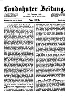 Landshuter Zeitung Donnerstag 22. August 1861