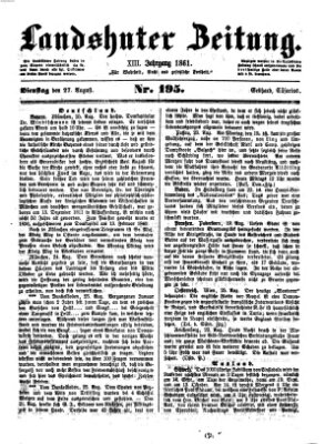 Landshuter Zeitung Dienstag 27. August 1861