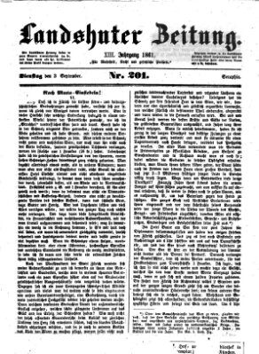 Landshuter Zeitung Dienstag 3. September 1861