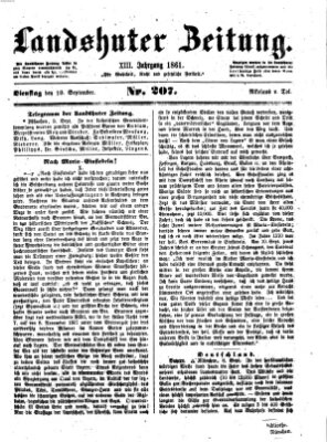 Landshuter Zeitung Dienstag 10. September 1861