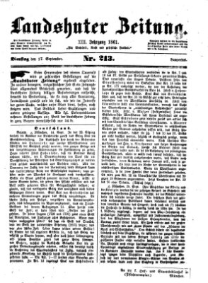 Landshuter Zeitung Dienstag 17. September 1861