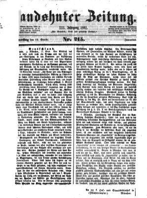 Landshuter Zeitung Donnerstag 19. September 1861