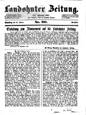 Landshuter Zeitung Samstag 21. September 1861