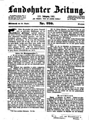 Landshuter Zeitung Mittwoch 25. September 1861