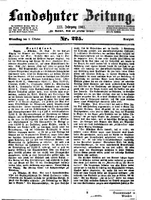 Landshuter Zeitung Dienstag 1. Oktober 1861