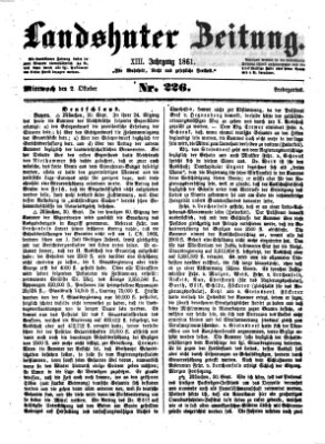 Landshuter Zeitung Mittwoch 2. Oktober 1861