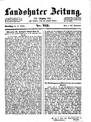 Landshuter Zeitung Samstag 19. Oktober 1861