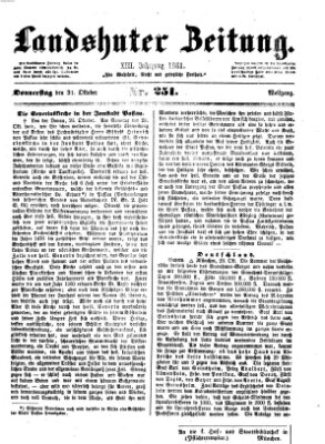 Landshuter Zeitung Donnerstag 31. Oktober 1861