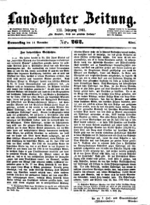 Landshuter Zeitung Donnerstag 14. November 1861