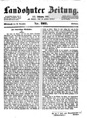 Landshuter Zeitung Mittwoch 20. November 1861