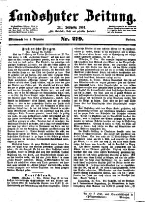 Landshuter Zeitung Mittwoch 4. Dezember 1861