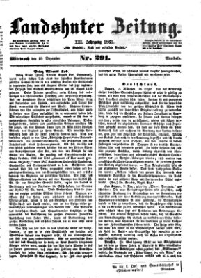 Landshuter Zeitung Mittwoch 18. Dezember 1861