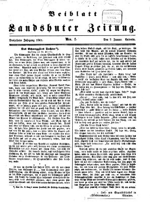 Landshuter Zeitung. Beiblatt zur Landshuter Zeitung (Landshuter Zeitung) Montag 7. Januar 1861