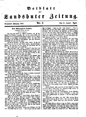 Landshuter Zeitung. Beiblatt zur Landshuter Zeitung (Landshuter Zeitung) Montag 21. Januar 1861