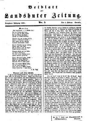 Landshuter Zeitung. Beiblatt zur Landshuter Zeitung (Landshuter Zeitung) Montag 4. Februar 1861